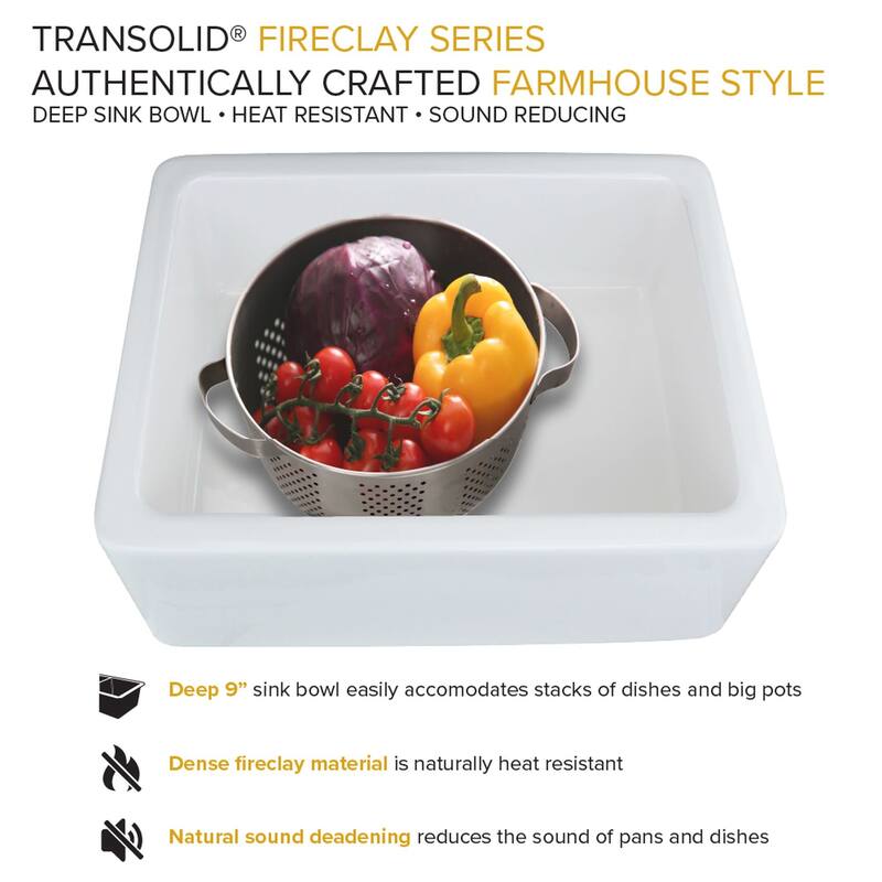 Transolid KF-FUSB241810 Porter 24" Farmhouse Single Basin Fireclay