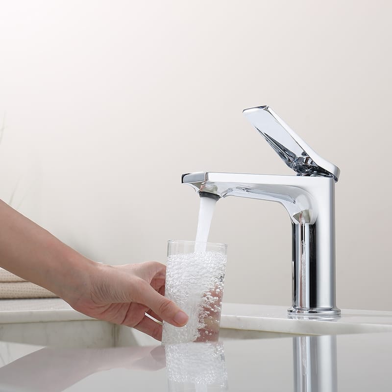 Chrome Single Handle Bathroom Faucet for 1 Hole Vanity Sink - 7.08" x 1.77" x 7.24"