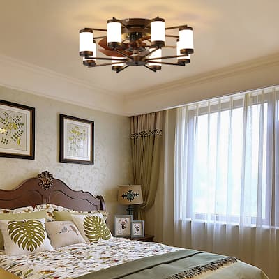 Ceiling Fan 21.7" with Dimmable Light DC Motor,6 Speeds Reversible with Remote Control Flush Mount Low Profile with 5 Blade