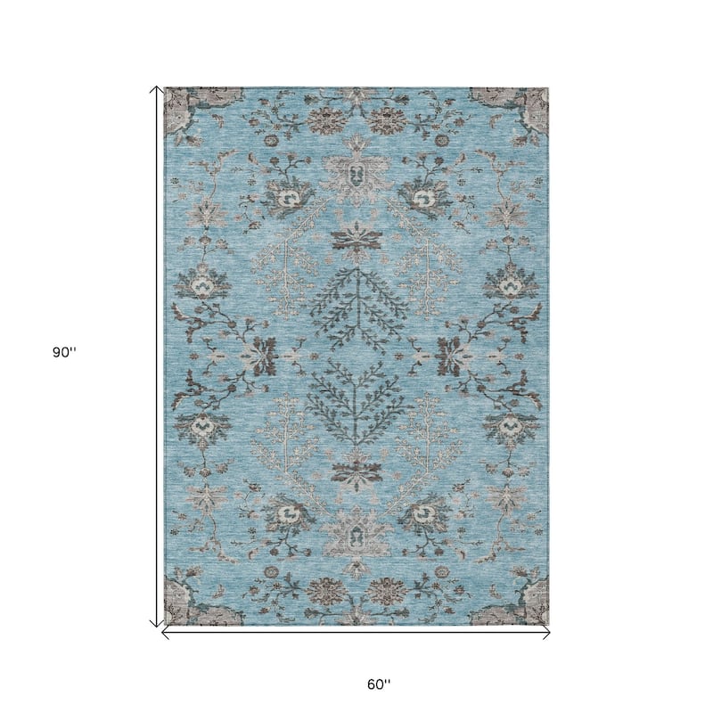 HomeRoots Floral Transitional Rectangle Outdoor Rug