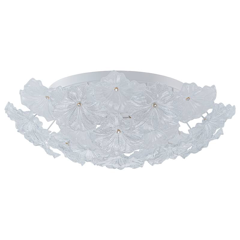 LED Flush Mount Ceiling Light with Clear and Frosted Glass Petal Design
