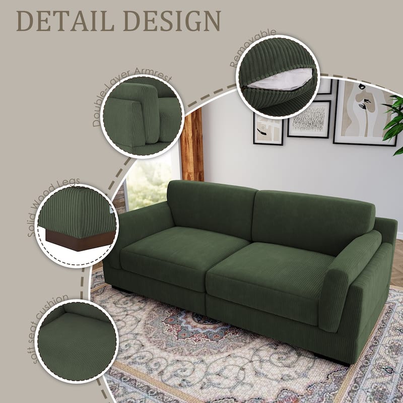 90.2"W Corduroy Upholstered Living Room Sofa
