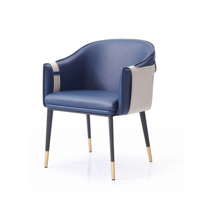 Modrest Calderon Blue & Beige Bonded Leather Dining Chair