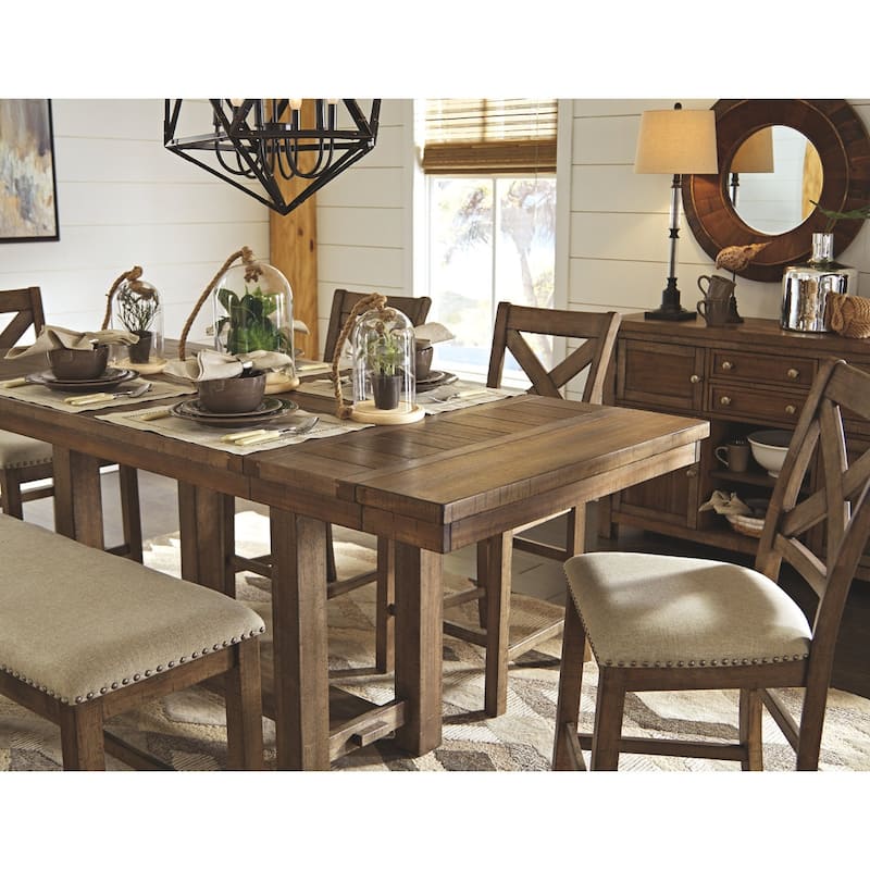 Moriville Counter Height Extension Table - Grayish Brown - 36" W x 86" D x 36" H