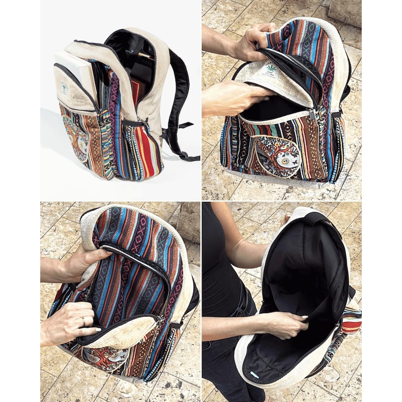 Kathmandu Collection Handmade Cotton and Hemp Tree of Life Backpack