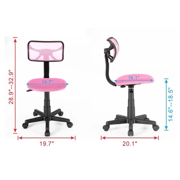 dimension image slide 0 of 8, JJS Kids' Height-adjustable Mesh-back Rolling Swivel Task Chair