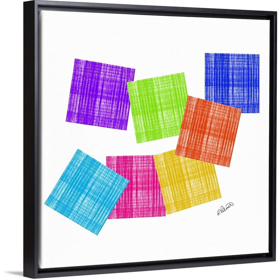 Shop Colored Squares On White Black Float Frame Canvas Art Overstock 30182842