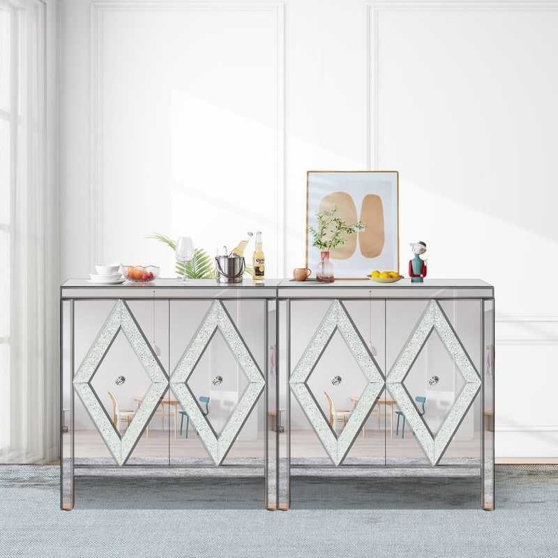 Cabinet with Mirror Trim and Diamond Shape