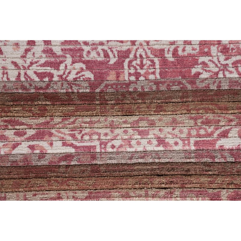 Striped Abstract Oriental Accent Rug Handmade Wool Carpet - 2'8"x 4'9"
