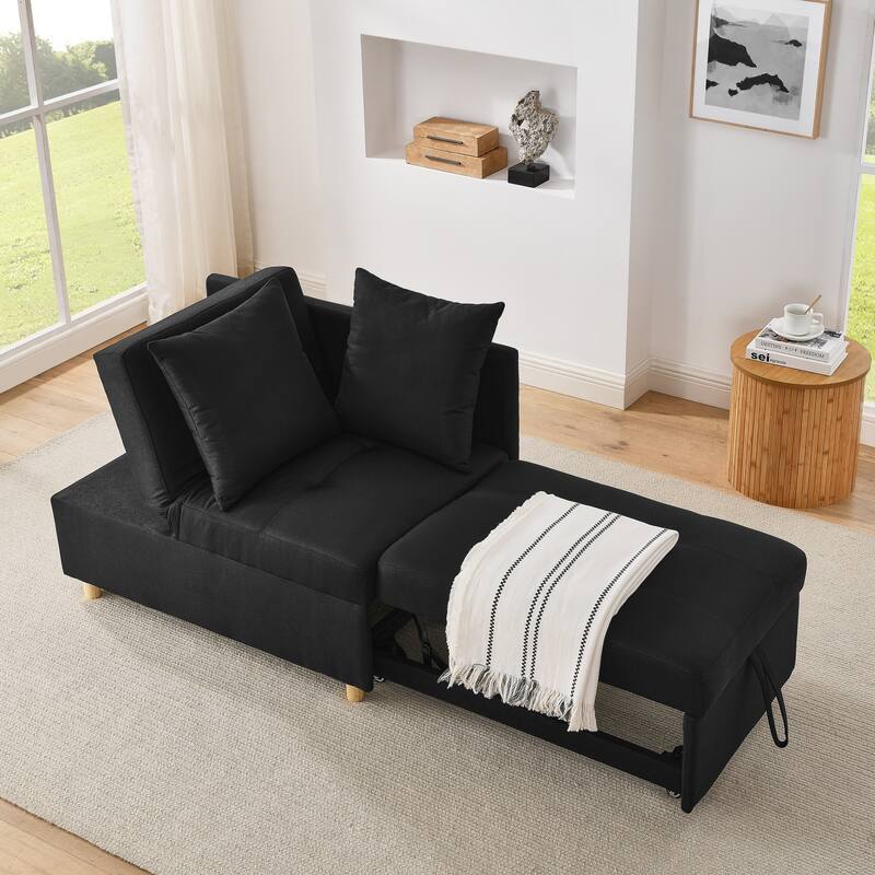 Roomfitters Convertible Sleeper Sofa Chair with Adjustable Backrest, Pullout Bed and Wheels, Linen Fabric