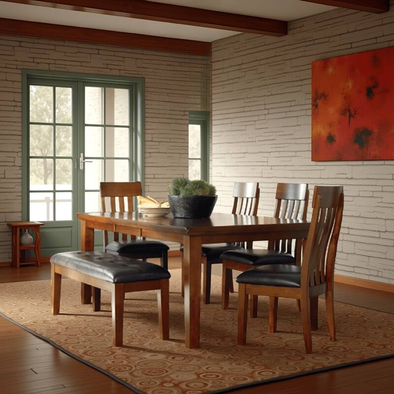 Raly Dining Table, Brown Wood Extendable 60-78 Inch Top Butterfly Leaf