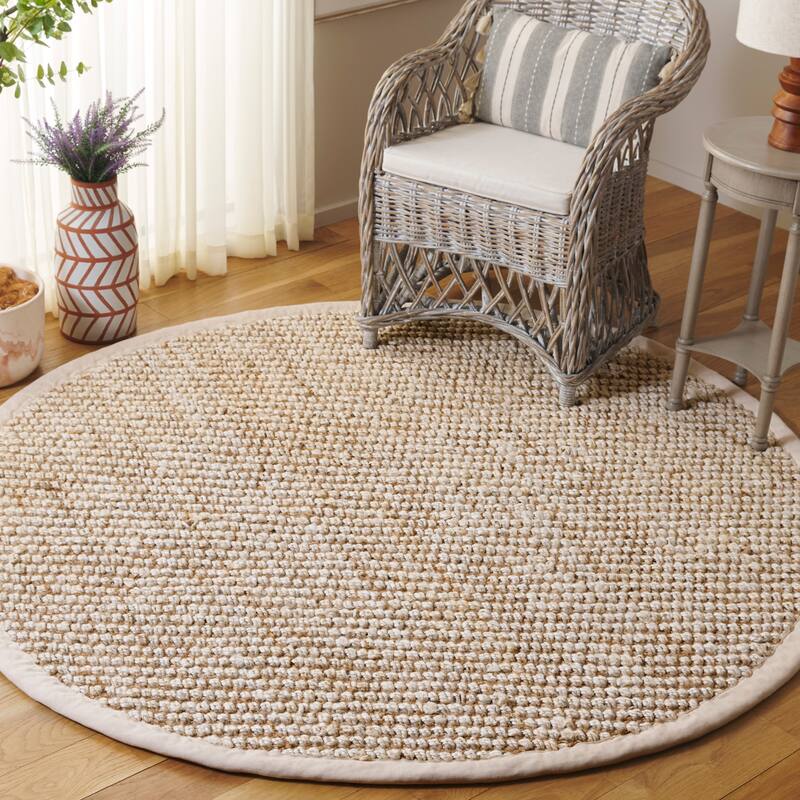 SAFAVIEH Handmade Natural Fiber Hadumod Farmhouse Jute Rug - Natural/Bleach - 6' Round