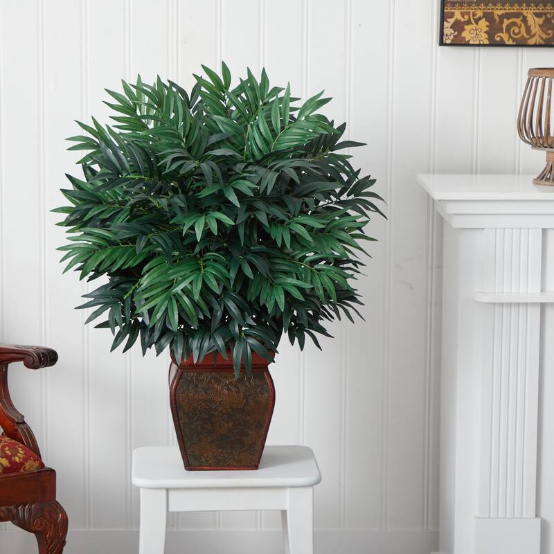 Bamboo Palm Plant Indoor - 26" Tropical Silk Tree with Planter - Realistic Faux Palm Decor for Home Office Living Room - 2.92ft.