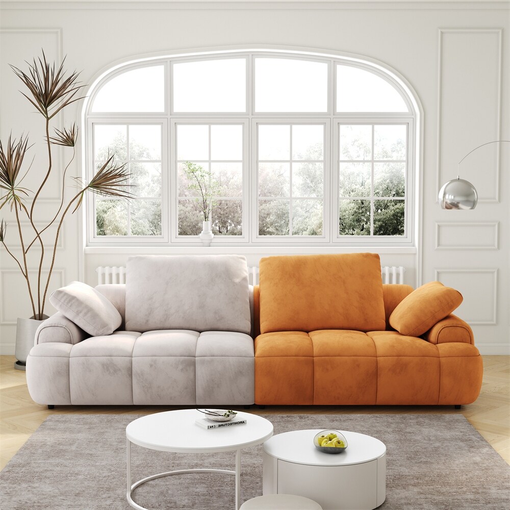 Yellow suede sofa sale
