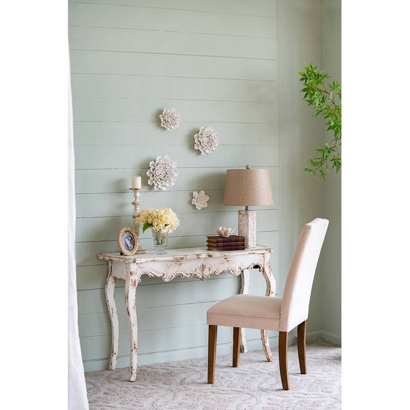 Handmade Flower Ceramic Wall Decoration - 7.25" - Cream