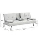 preview thumbnail 4 of 13, Multifunctional Sofa Bed PVC Recliner Chair Bed Futon Chaise Lounge with Console and Cup Holder for Living Room, White