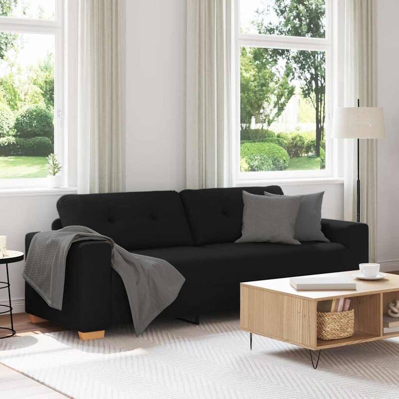 vidaXL 3-Seater Sofa 180 cm Fabric - 221 x 78 x 80 - Black