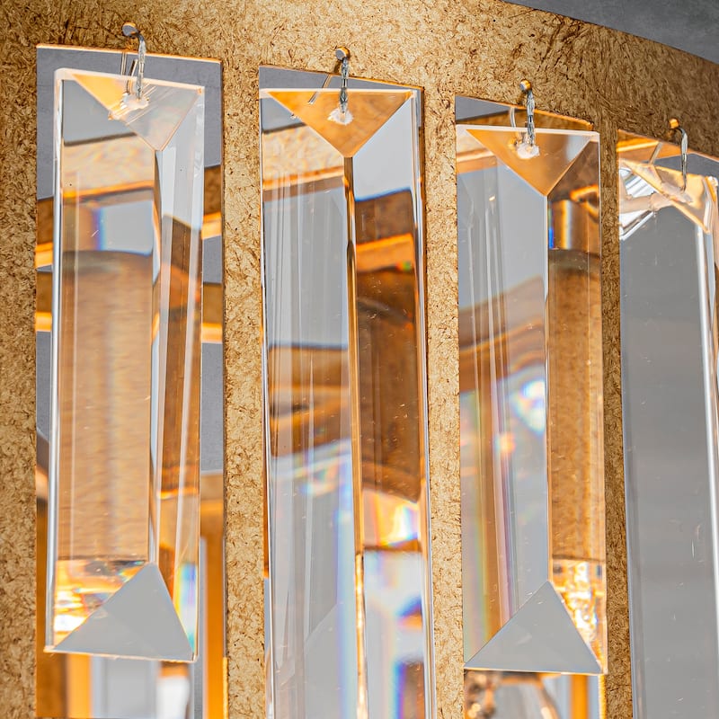 CraftHome 6 Light Modern Gold Lantern Drum Shade Crystal Chandelier