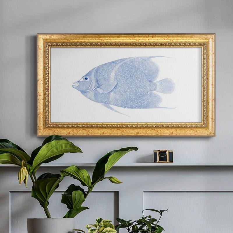 Blue & White Tropical Fish V Premium Framed Canvas- Ready to Hang