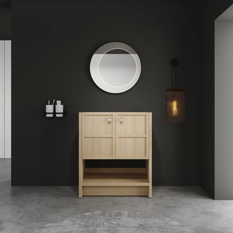 GDFStudio - Roserise Modern Freestanding Bathroom Vanity Cabinet with 2-Soft Closing Doors, Sink NOT INCLUDED - 30" - 30" - Oak