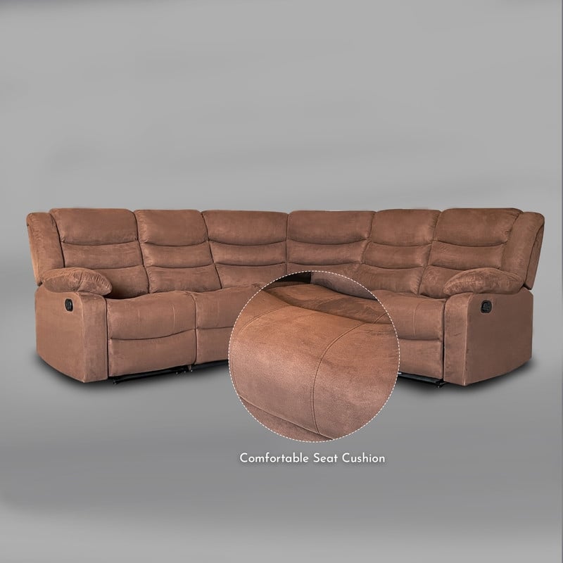 82" Width Polyester/Suede 5-Piece Manual Reclining Sectional Sofa
