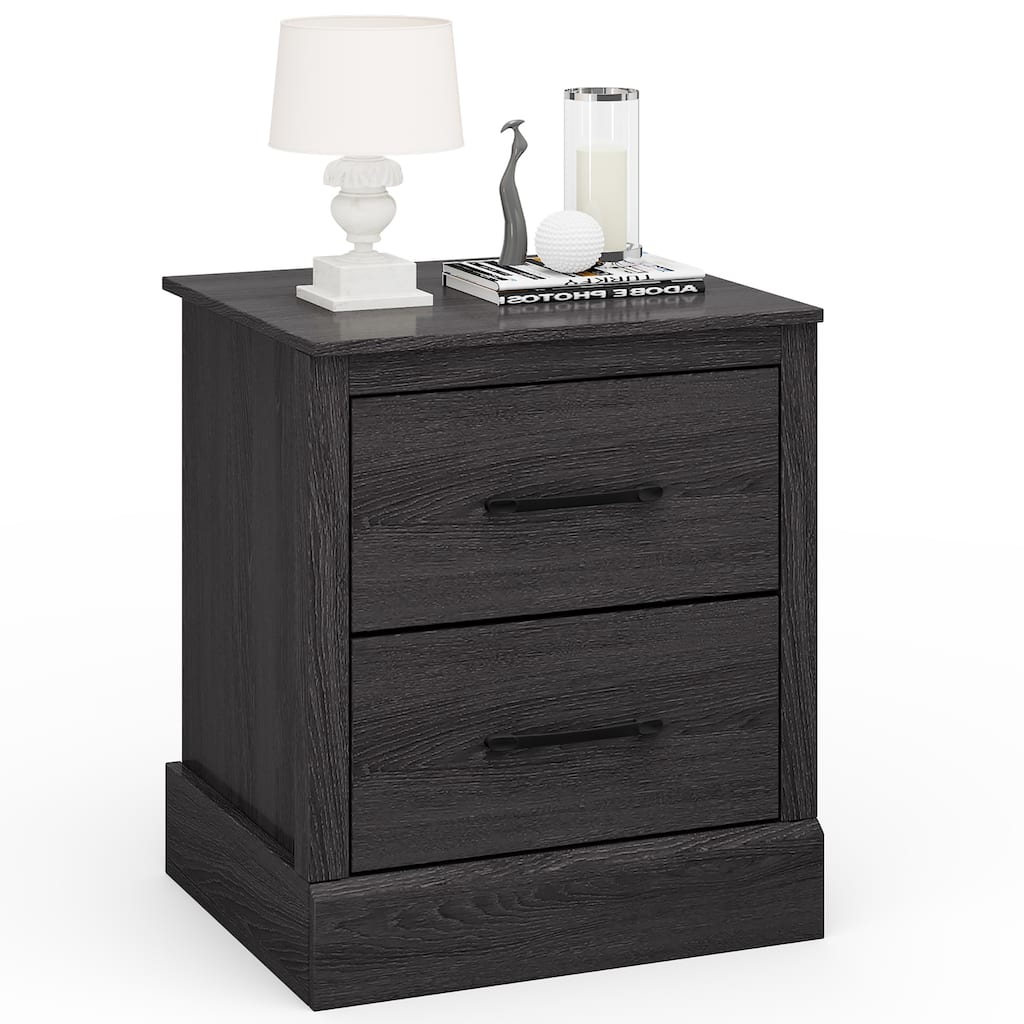 Costway 2 Drawer Nightstand Bedside Table Compact Sofa End Table Dark