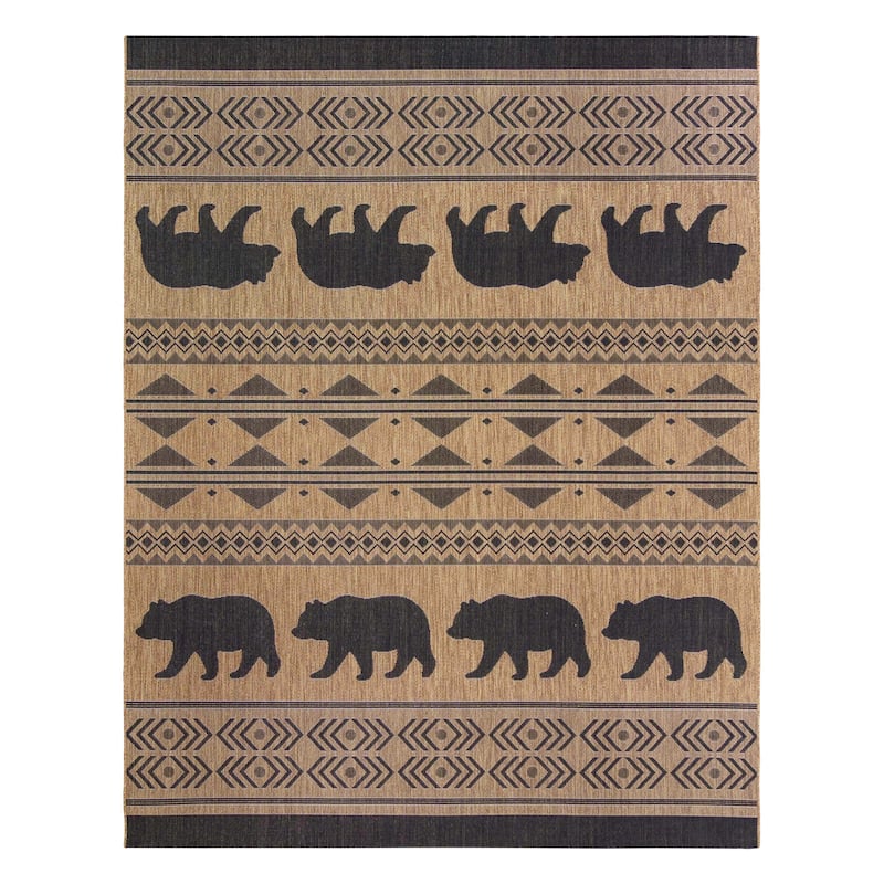 Gertmenian Paseo Orin Chestnut Brown Rustic Tribal Bear Indoor/ Outdoor Area Rug