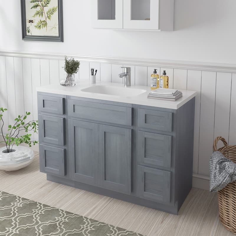Vanity Art 48" Oak Freestanding Bathroom Vanity Cabinet without Top
