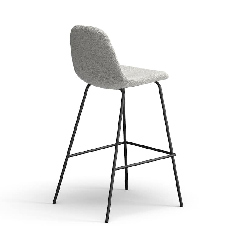 Counter Stools in White Boucle Black Legs (Set of 2)