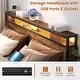 preview thumbnail 21 of 94, Farmhouse Wood Platform Bed Frame with Charged Station and LED Lights