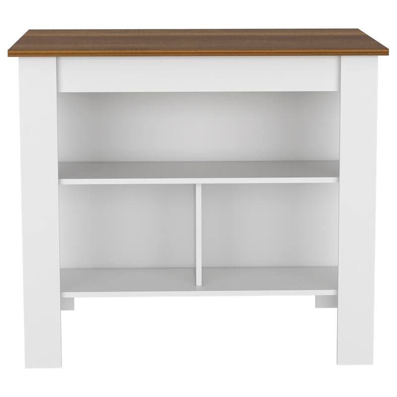 Kitchen Island Dozza, Three Shelves, White / Walnut Finish,High quality and durable