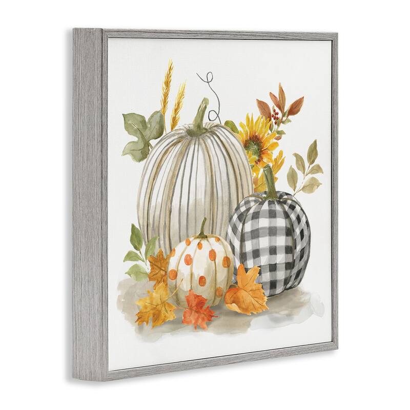 Stupell Patterned Pumpkins Autumn Harvest Country Still Life Framed Wall Art