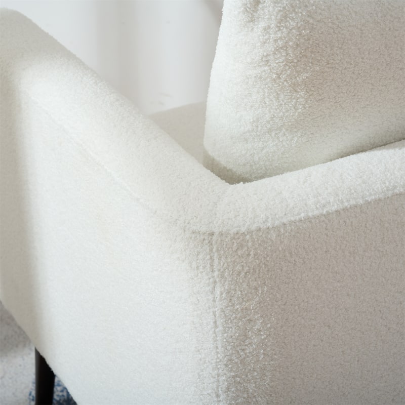 Upholstered Teddy Fabric Accent Chair, Arm Chairs with Pillow Mid Century Modern Living Room Lounge Chair, Single Sofa Chair