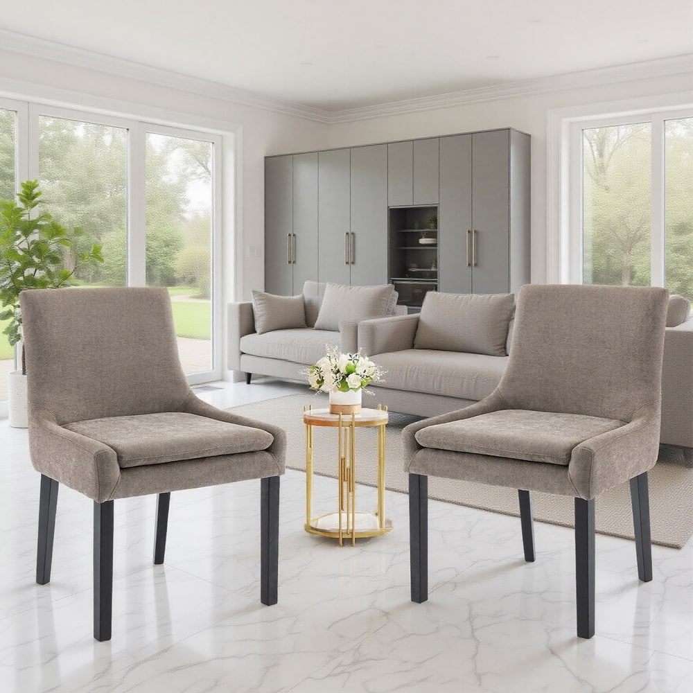 RENEWLINE Mid-Century Modern Corduroy Upholstered Dining Chairs with Solid Wood Legs