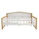 preview thumbnail 9 of 7, White+Walnut Full Size House Daybed with Trundle and Bookcase Headboard for Bedroom