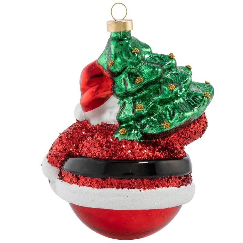 Santa and Yule Tree Delivery Christmas Ornament - 4.5"