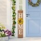 preview thumbnail 9 of 37, Glitzhome 42"H Wooden Christmas Porch Sign with 3 Changeable Floral Wreaths