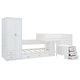 preview thumbnail 6 of 13, White Twin Size Platform Beds Bunk Bed with Trundle, Wardrobe and Desk