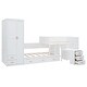 preview thumbnail 6 of 13, White Twin Size Wooden Platform Bed with Cabinet, Wardrobe and Desk for 3