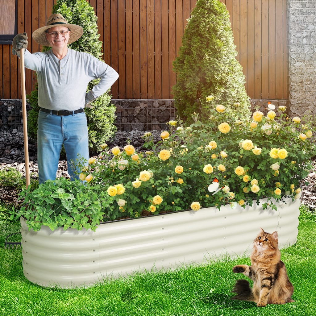 Aoodor 6-in-1 Modular Aluzinc Metal Raised Garden Bed (88.6''L x 27.5''W x 17''H)