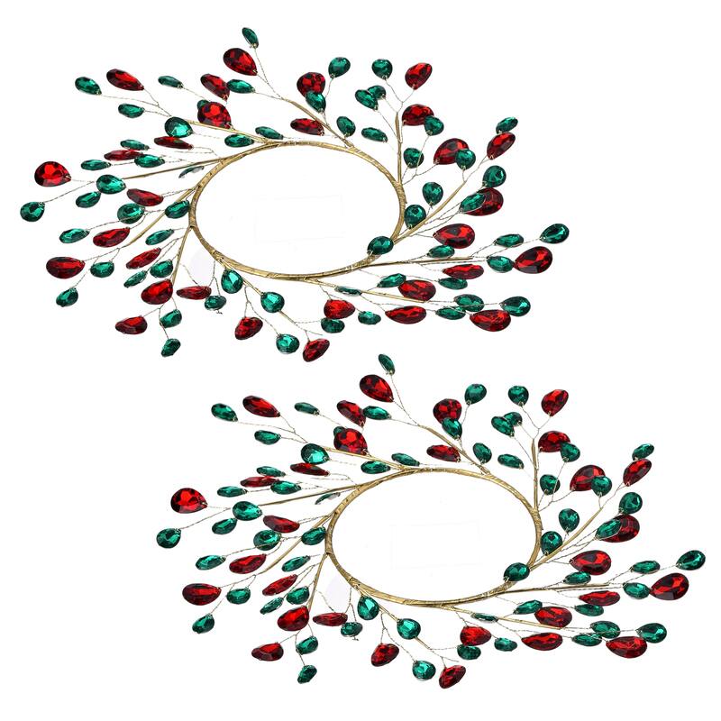 4.5" Metal Jewel Candle Ring Set of 2 - 11
