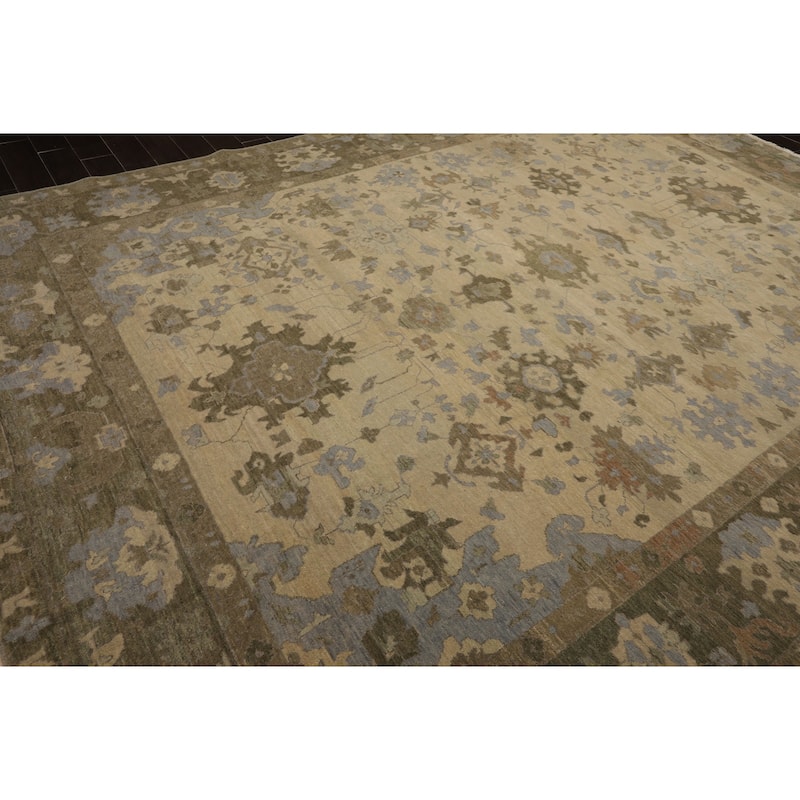 9'11''x13'4'' Hand Knotted Crafts Beige Oushak Wool Oriental Rug - 9' 11'' x 13' 4''
