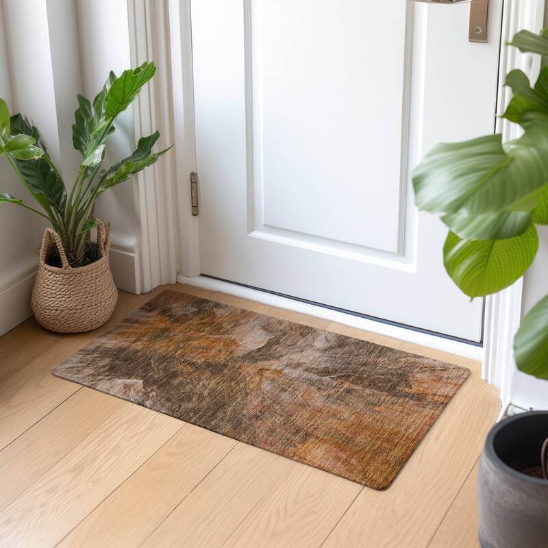 Machine Washable Indoor/ Outdoor Chantille Contemporary Splash Rug - Paprika - 1'8" x 2'6"