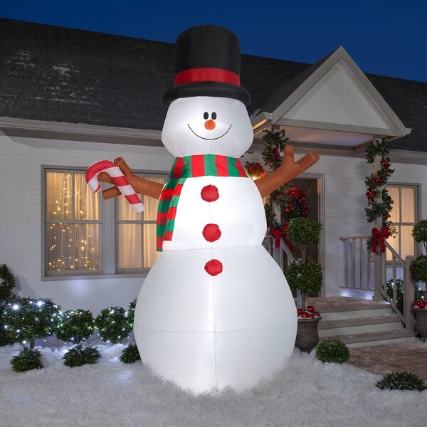 Gemmy Animated Christmas Airblown Inflatable Swiveling Snowman, 10 ft Tall, White