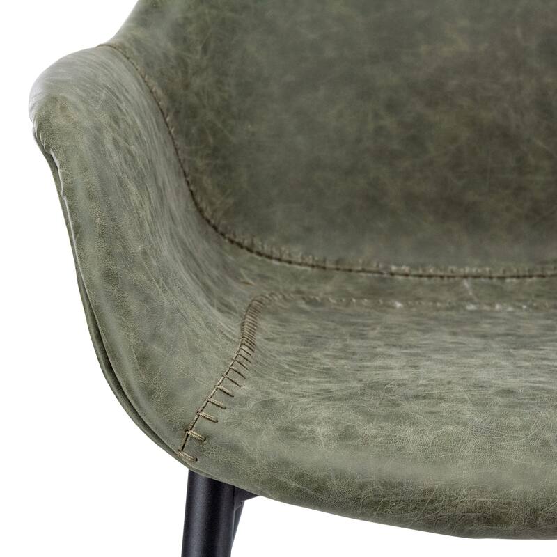 Markley Leather Dining Chair with Iron Legs Set of 4 Modern Accent Armchair