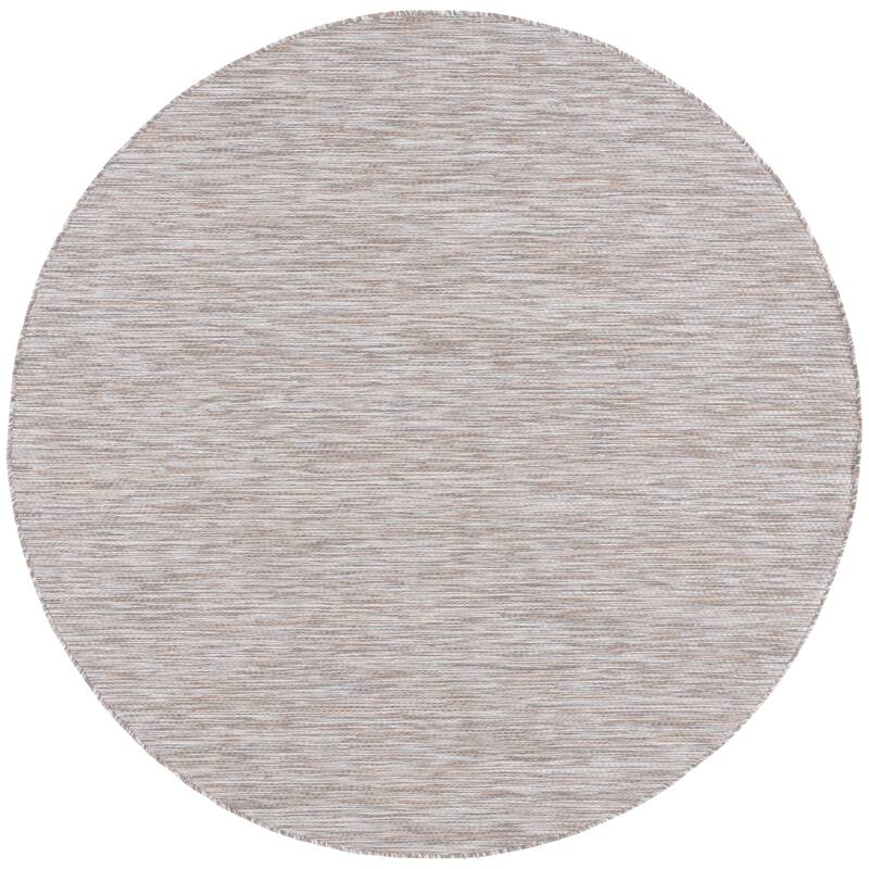 SAFAVIEH Courtyard Golupka Transitional Indoor/Outdoor Rug - 6'7" Round - Ivory/Beige Grey