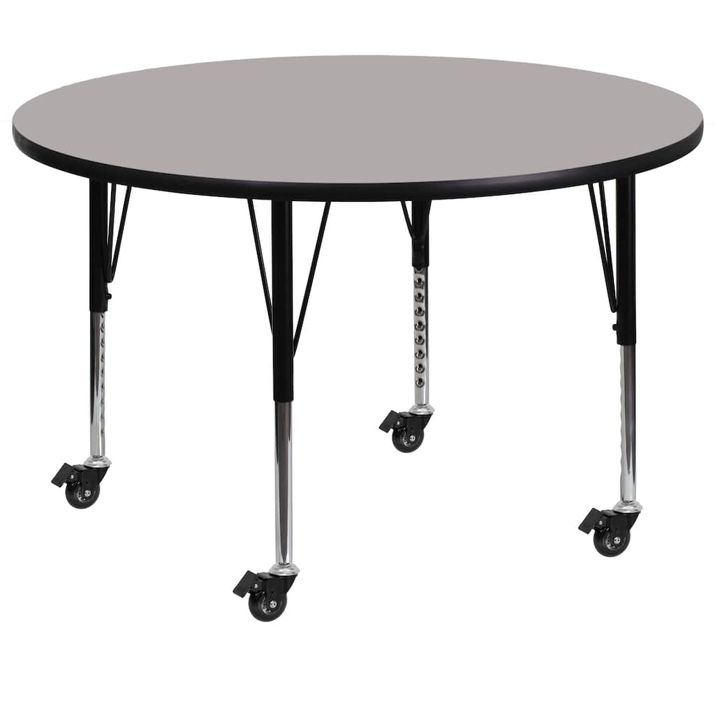 Mobile 42" Round HP Laminate Activity Table - Height Adjustable Short Legs - N/A
