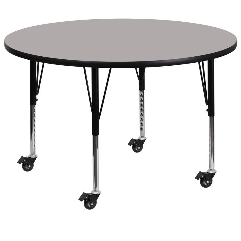 Mobile 42" Round HP Laminate Activity Table - Height Adjustable Short Legs - N/A