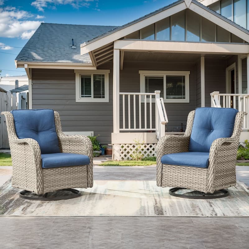 Pocassy Outdoor Swivel Chairs with 4 Inch Cushion