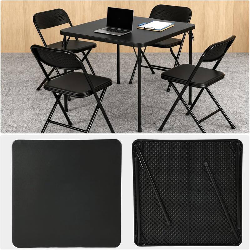 HOMYLIN 34" Square Folding Table with Sturdy Frame for Indoor/Outdoor
